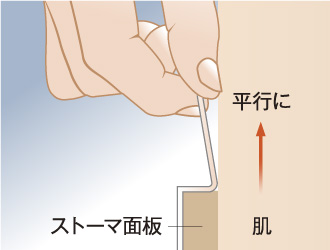 ②肌と平行になるよう、ゆっくりはがします