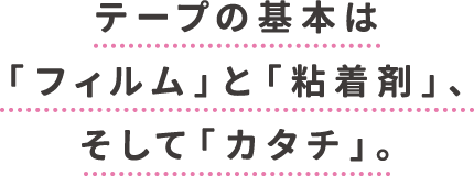 テープの基本は、フィルム・粘着剤・カタチ